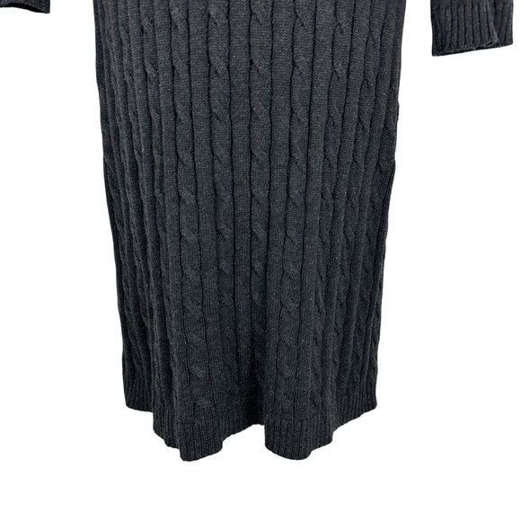 Ellen Tracy Gray Cable Knit Sweater Dress With Buckle Detail Size Medium - Picture 9 of 9